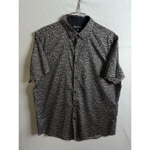 INC International Concepts Button Up Men's Large Leopard Print Short‎ Sleeve